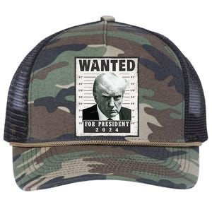 Wanted Donald Trump For President 2024 Trump Mug Shot Retro Rope Trucker Hat Cap