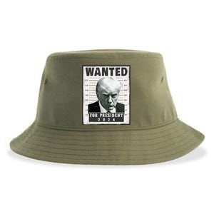 Wanted Donald Trump For President 2024 Trump Mug Shot Sustainable Bucket Hat