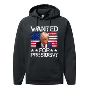 Wanted Donald Trump For President 2024 Trump Mug Shot Performance Fleece Hoodie