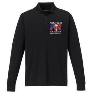 Wanted Donald Trump For President 2024 Trump Mug Shot Performance Long Sleeve Polo