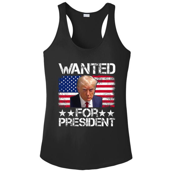 Wanted Donald Trump For President 2024 Trump Mug Shot Ladies PosiCharge Competitor Racerback Tank