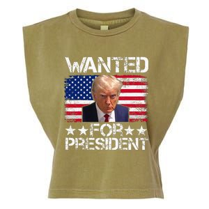 Wanted Donald Trump For President 2024 Trump Mug Shot Garment-Dyed Women's Muscle Tee