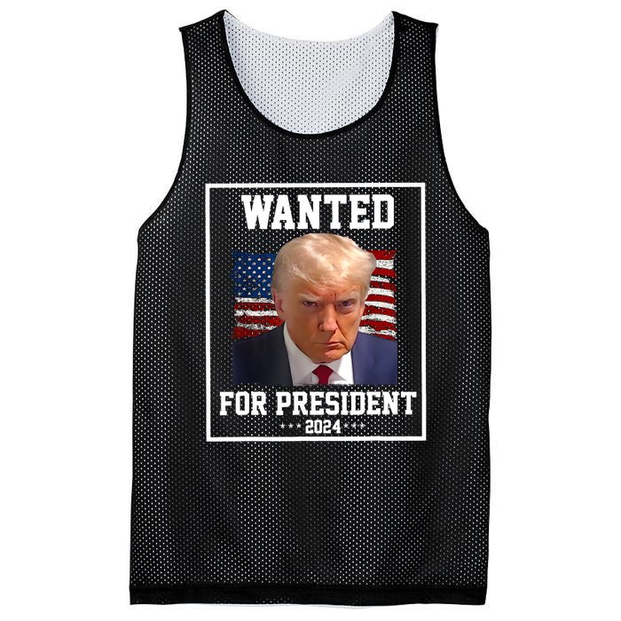 Wanted Donald Trump For President 2024 Mesh Reversible Basketball Jersey Tank