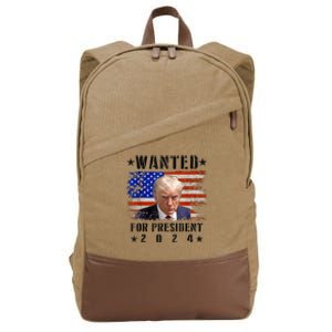 Wanted Donald Trump For President 2024 Trump Mug Shot Flag Cotton Canvas Backpack