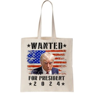 Wanted Donald Trump For President 2024 Trump Mug Shot Flag Tote Bag