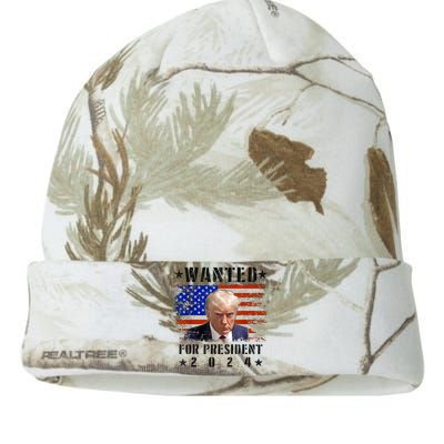 Wanted Donald Trump For President 2024 Trump Mug Shot Flag Kati Licensed 12" Camo Beanie