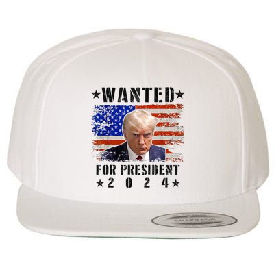 Wanted Donald Trump For President 2024 Trump Mug Shot Flag Wool Snapback Cap