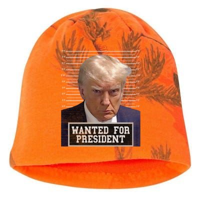 Wanted Donald Trump For President 2024 Trump Mugshot Kati - Camo Knit Beanie