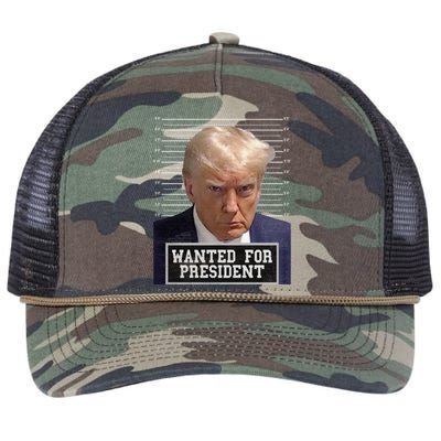 Wanted Donald Trump For President 2024 Trump Mugshot Retro Rope Trucker Hat Cap