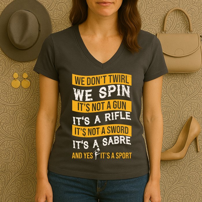 We Dont Twirl We Spin And Yes Its A Sport Color Guard Women's V-Neck T-Shirt