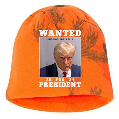 Wanted Donald Trump For President 2024 Kati - Camo Knit Beanie