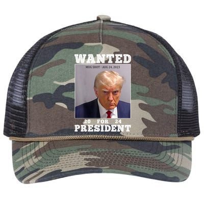 Wanted Donald Trump For President 2024 Retro Rope Trucker Hat Cap