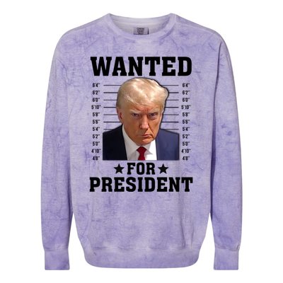 Wanted Donald Trump For President 2024 Colorblast Crewneck Sweatshirt