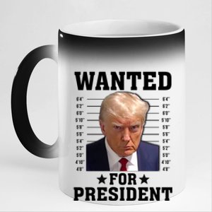 Wanted Donald Trump For President 2024 11oz Black Color Changing Mug