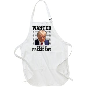 Wanted Donald Trump For President 2024 Full-Length Apron With Pockets