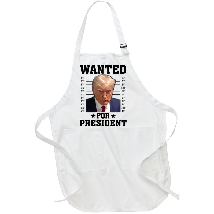 Wanted Donald Trump For President 2024 Full-Length Apron With Pockets