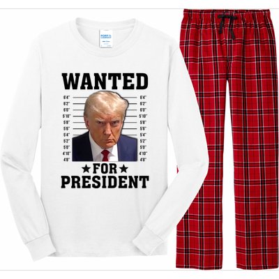 Wanted Donald Trump For President 2024 Long Sleeve Pajama Set