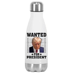 Wanted Donald Trump For President 2024 Stainless Steel Insulated Water Bottle