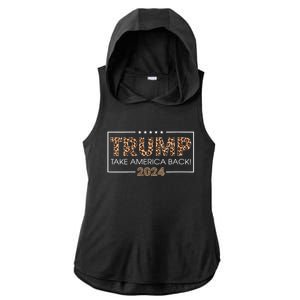 Womens Donald Trump 2024 Take America Back Leopard Print Gift Women Ladies PosiCharge Tri-Blend Wicking Draft Hoodie Tank