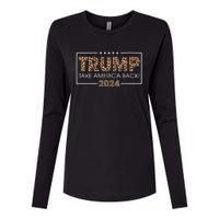 Womens Donald Trump 2024 Take America Back Leopard Print Gift Women Womens Cotton Relaxed Long Sleeve T-Shirt