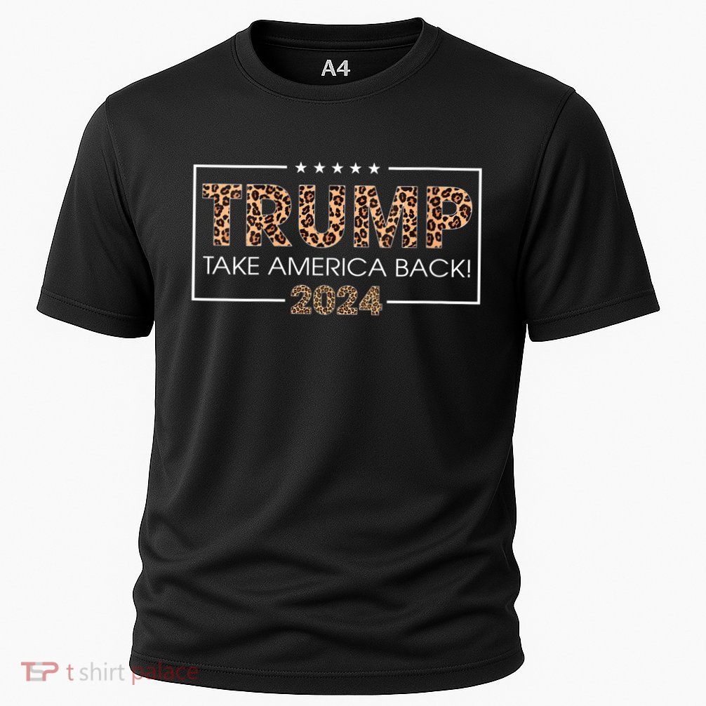 Womens Donald Trump 2024 Take America Back Leopard Print Gift Women Performance Shirt