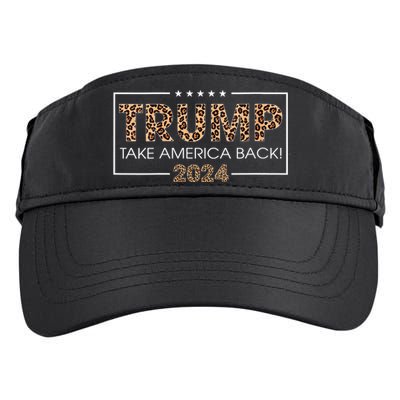Womens Donald Trump 2024 Take America Back Leopard Print Gift Women Adult Drive Performance Visor