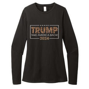 Womens Donald Trump 2024 Take America Back Leopard Print Gift Women Womens CVC Long Sleeve Shirt