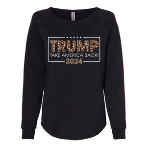 Womens Donald Trump 2024 Take America Back Leopard Print Gift Women Womens California Wash Sweatshirt