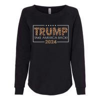 Womens Donald Trump 2024 Take America Back Leopard Print Gift Women Womens California Wash Sweatshirt