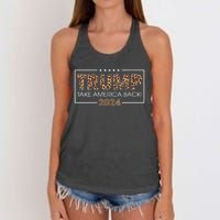 Womens Donald Trump 2024 Take America Back Leopard Print Gift Women Women's Knotted Racerback Tank