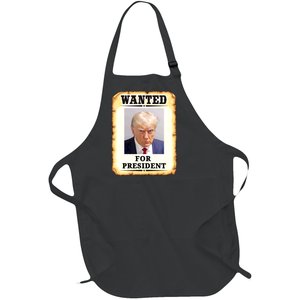 Wanted Donald Trump For President 2024 Full-Length Apron With Pockets