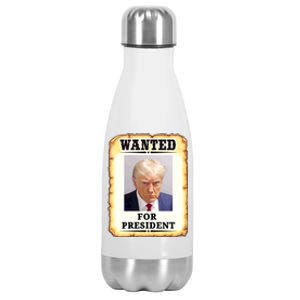 Wanted Donald Trump For President 2024 Stainless Steel Insulated Water Bottle