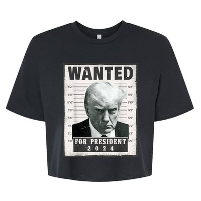 Wanted Donald Trump For President 2024 Trump Mug Shot Bella+Canvas Jersey Crop Tee