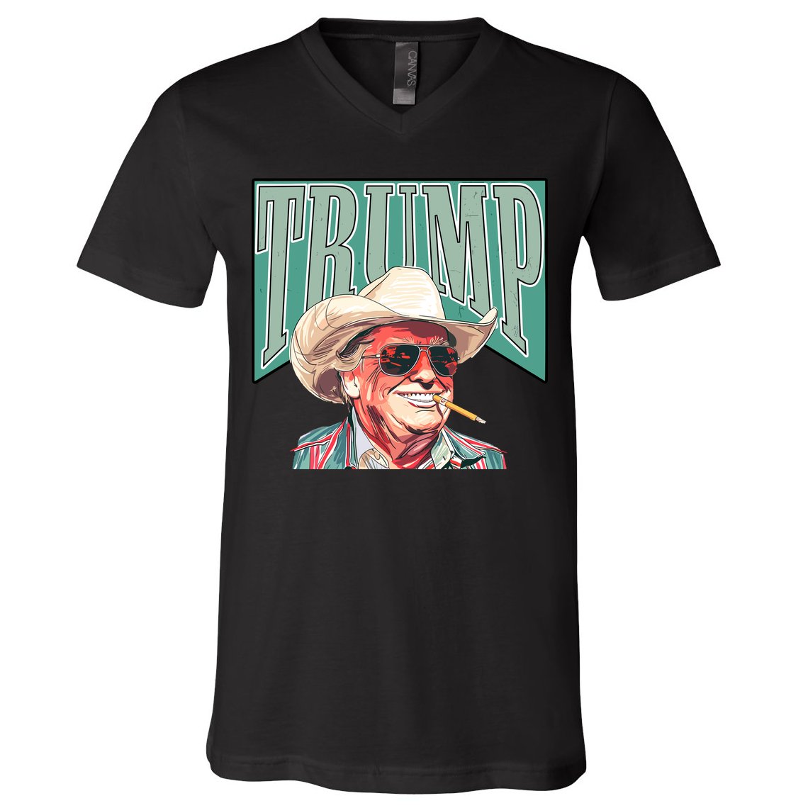 Western Donald Trump Cowboy Maga V-Neck T-Shirt