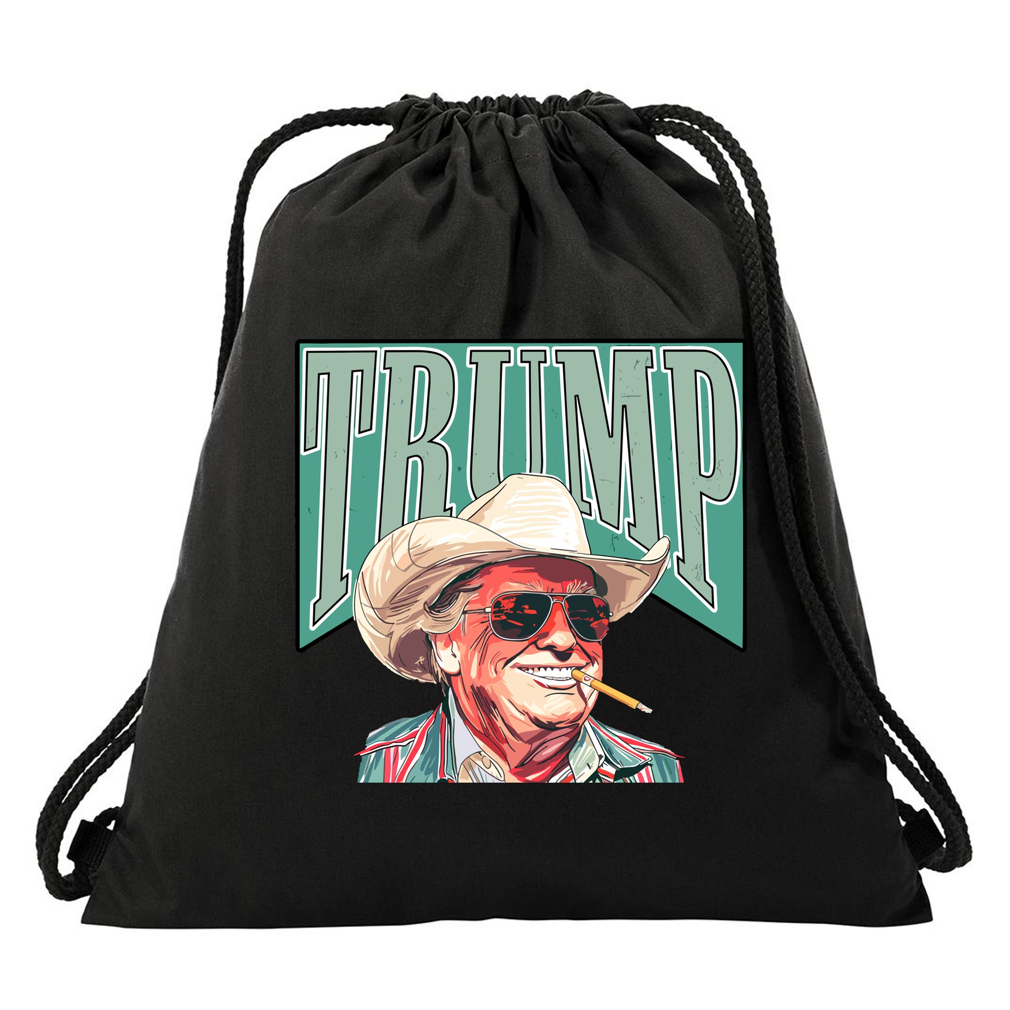 Western Donald Trump Cowboy Maga Drawstring Bag
