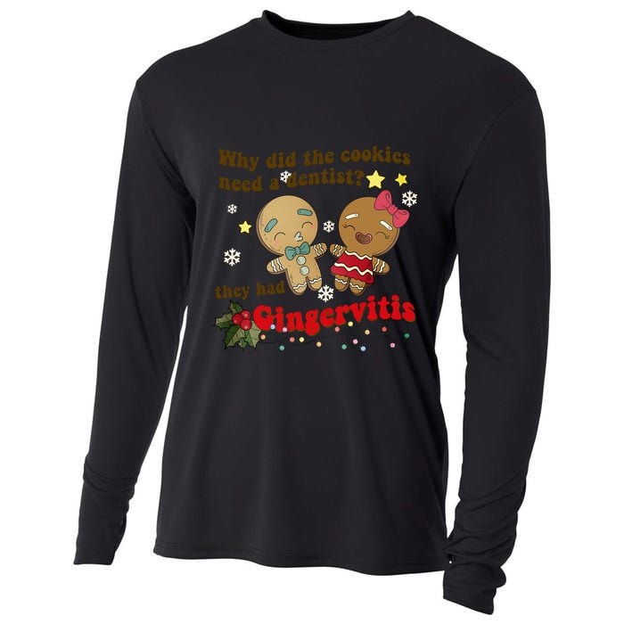 Why Did The Cookies Need A Dentist They Had Gingervitis Matching Couple Xmas Cooling Performance Long Sleeve Crew