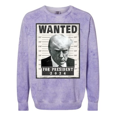 Wanted Donald Trump For President 2024 Trump Mug Shot Colorblast Crewneck Sweatshirt