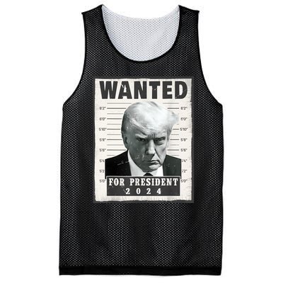 Wanted Donald Trump For President 2024 Trump Mug Shot Mesh Reversible Basketball Jersey Tank