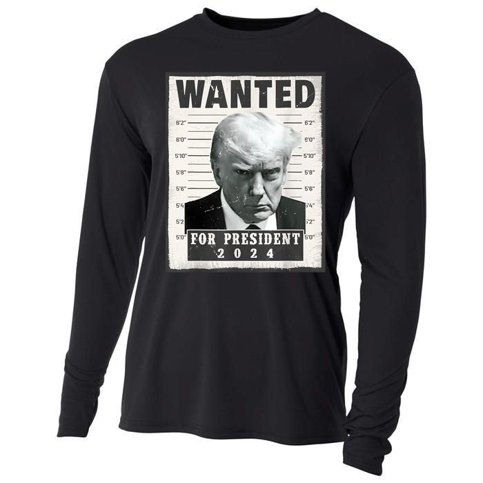 Wanted Donald Trump For President 2024 Trump Mug Shot Cooling Performance Long Sleeve Crew