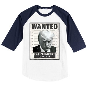 Wanted Donald Trump For President 2024 Trump Mug Shot Baseball Sleeve Shirt