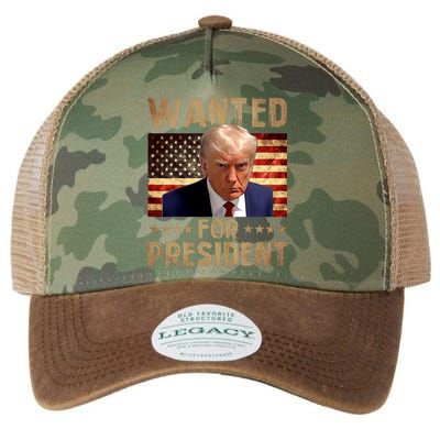 Wanted Donald Trump For President 2024 Trump Mug Shot Legacy Tie Dye Trucker Hat