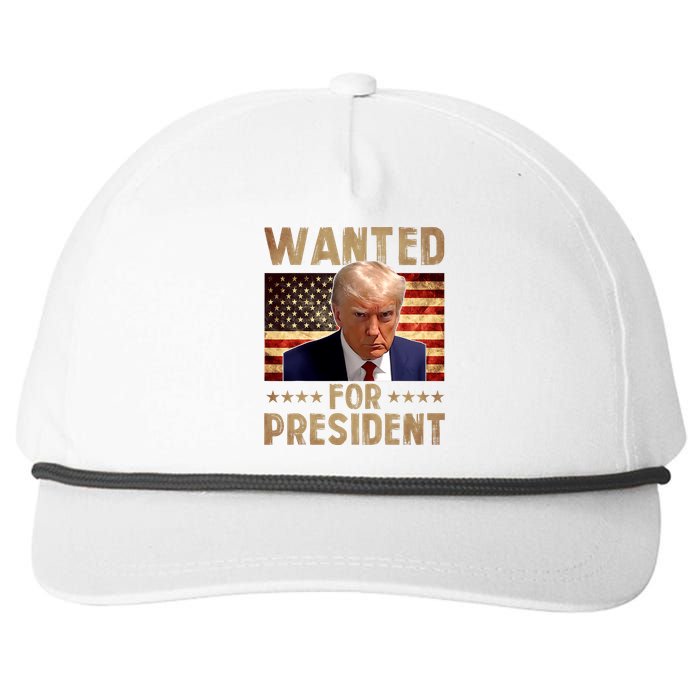 Wanted Donald Trump For President 2024 Trump Mug Shot Snapback Five-Panel Rope Hat