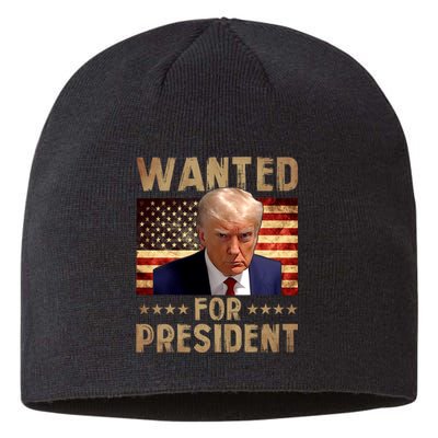 Wanted Donald Trump For President 2024 Trump Mug Shot Sustainable Beanie