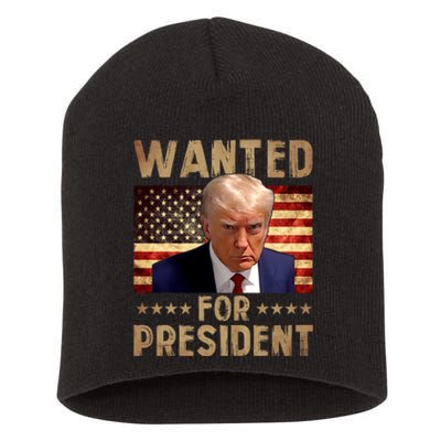 Wanted Donald Trump For President 2024 Trump Mug Shot Short Acrylic Beanie