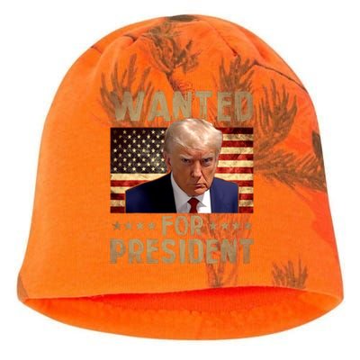 Wanted Donald Trump For President 2024 Trump Mug Shot Kati - Camo Knit Beanie