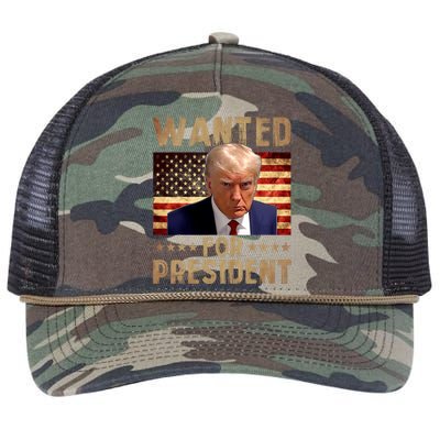 Wanted Donald Trump For President 2024 Trump Mug Shot Retro Rope Trucker Hat Cap