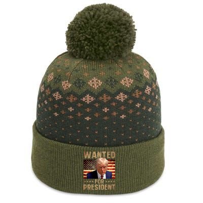 Wanted Donald Trump For President 2024 Trump Mug Shot The Baniff Cuffed Pom Beanie