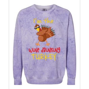 Wine Drinking Turkey Matching Family Thanksgiving Party Colorblast Crewneck Sweatshirt