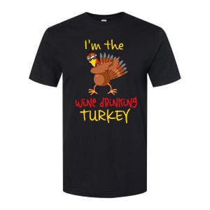 Wine Drinking Turkey Matching Family Thanksgiving Party Softstyle CVC T-Shirt