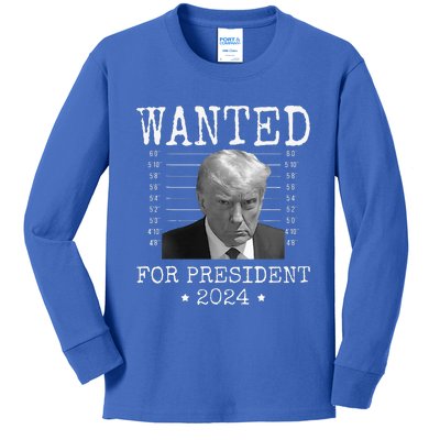 Wanted Donald Trump 2024 For President Never Surrender Kids Long Sleeve Shirt